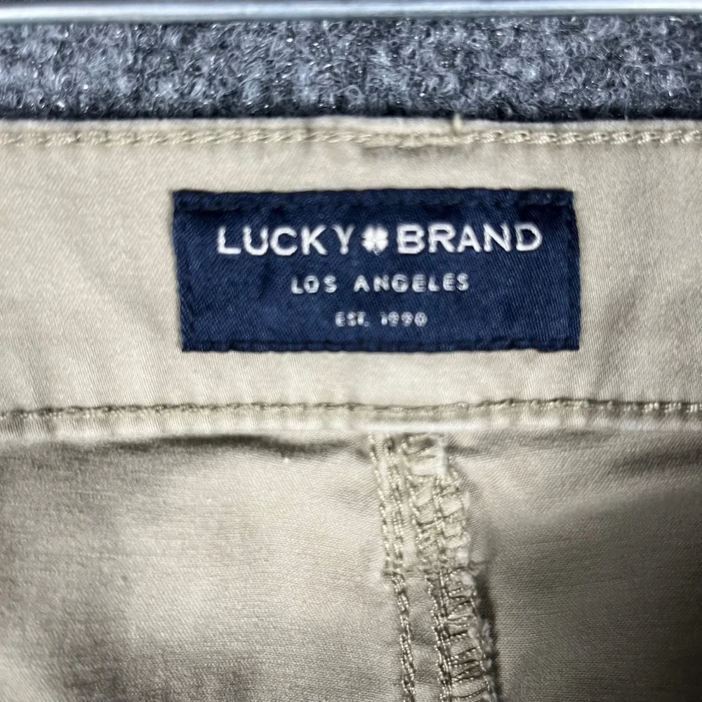 Lucky Brand 5-Pocket Pants Mens 38 Khaki Beige Straight Leg Stretch Chino